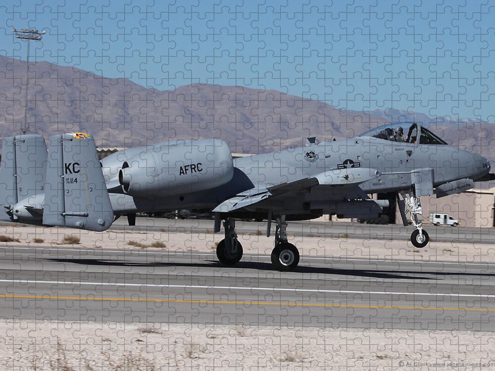 Warthog Jigsaw Puzzle featuring the photograph A-10 Thunderbolt II Departs Nellis AFB by Custom Aviation Art