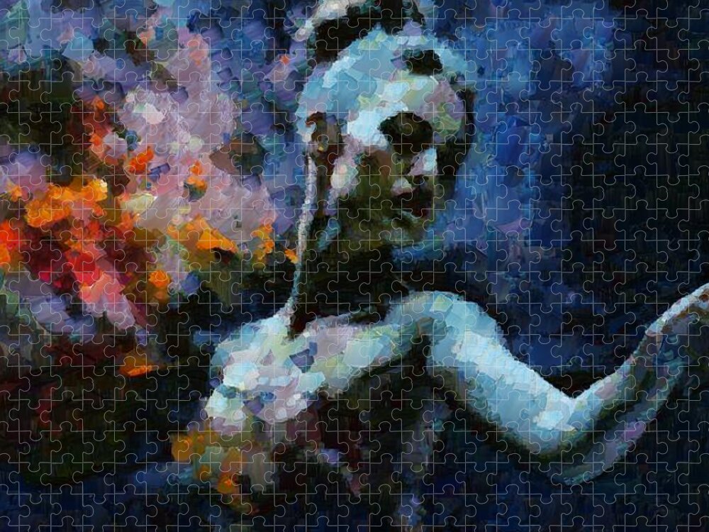 Ballerina In The Dark Jigsaw Puzzle featuring the digital art A Ballerina in the Dark by Caito Junqueira
