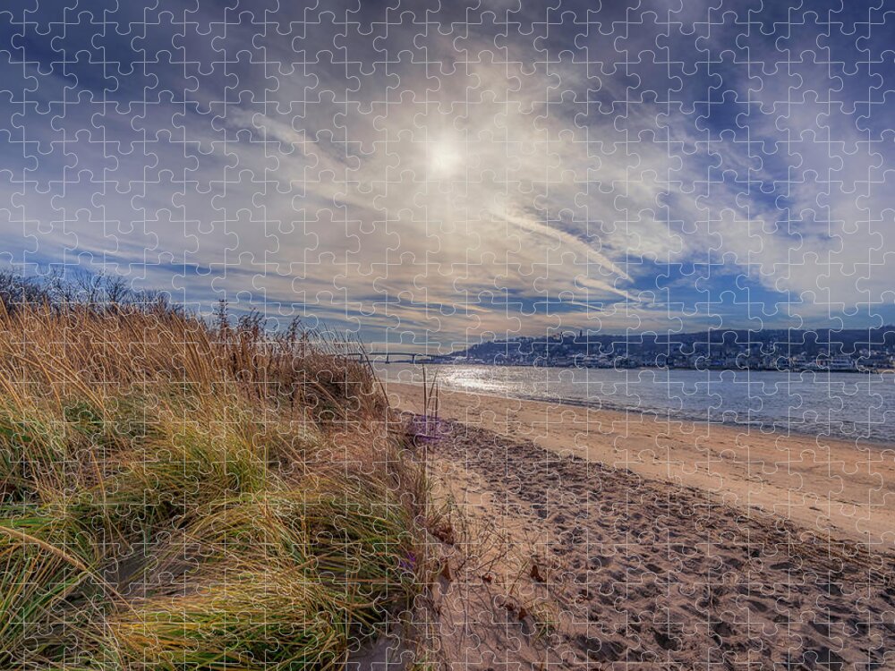 Shrewsbury River Jigsaw Puzzle featuring the photograph A Beautiful Day at Sandy Hook by Penny Polakoff