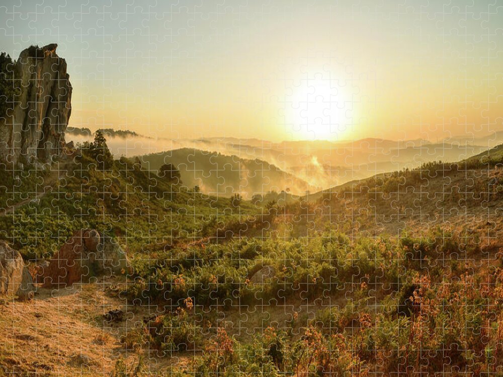 Italy Jigsaw Puzzle featuring the photograph A beautiful golden hour on the Nebrodi mountains, Sicily by Mirko Chessari