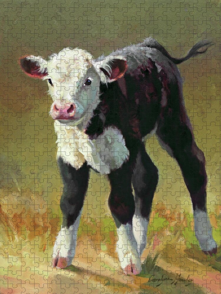 Farm Animals Jigsaw Puzzle featuring the painting A Calf named Princess by Carolyne Hawley