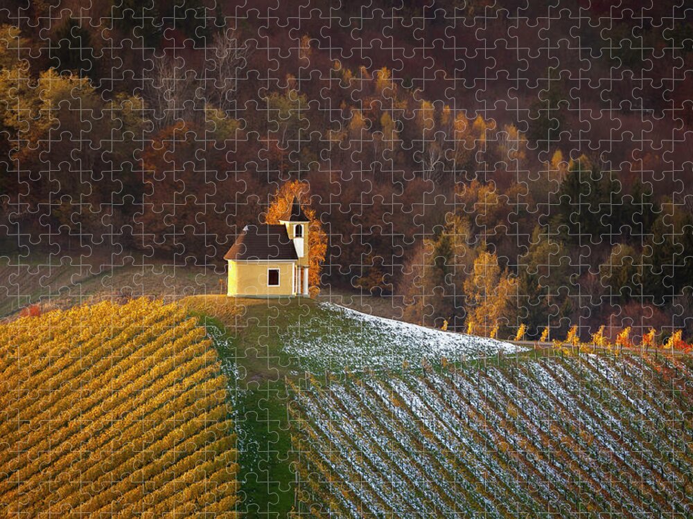 Austria Jigsaw Puzzle featuring the photograph A chapel in vineyards by Piotr Skrzypiec