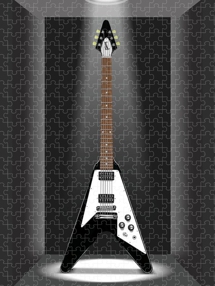 Electric Guitar Jigsaw Puzzle featuring the photograph A Classic Guitar in a Box 13 by Mike McGlothlen