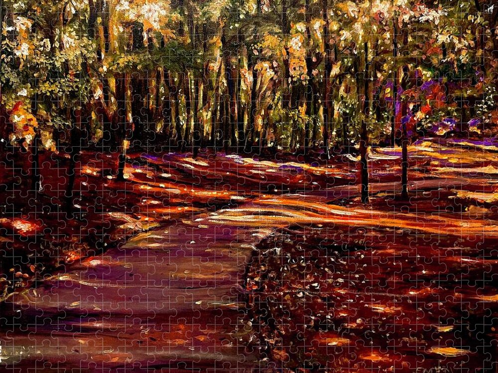 African-american Landscape Art Jigsaw Puzzle featuring the painting A evening walk by Emery Franklin