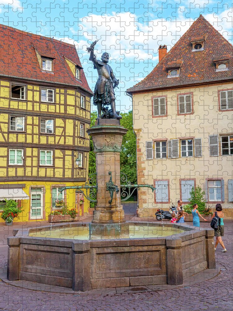 Travel Jigsaw Puzzle featuring the photograph A Fountain in Colmar by W Chris Fooshee