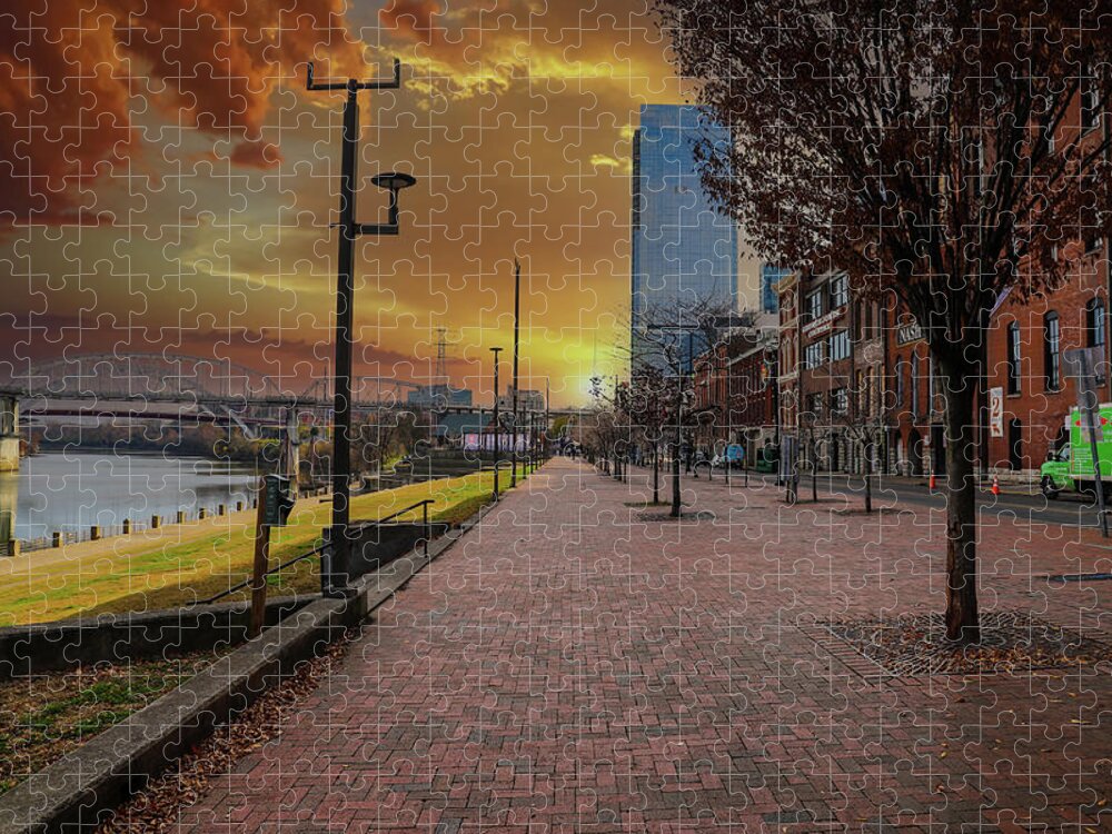 Road Jigsaw Puzzle featuring the photograph A Gorgeous Sunset in Nashville by Marcus Jones
