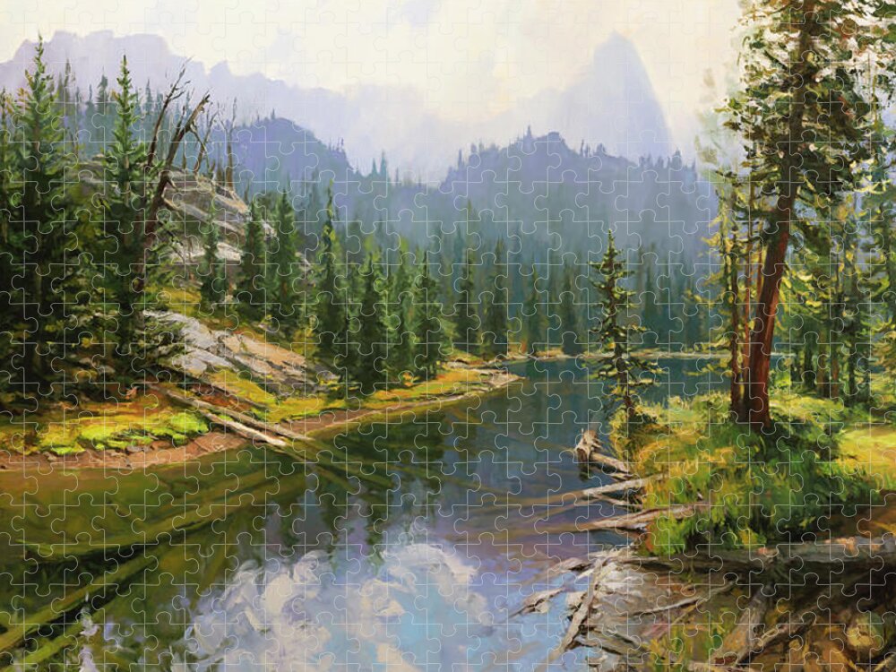 Mountains Jigsaw Puzzle featuring the painting A Moment to Reflect by Steve Henderson