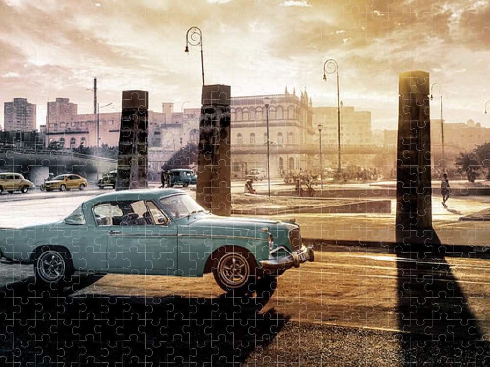 Havana Jigsaw Puzzle featuring the photograph A postcard faded in the past by Micah Offman
