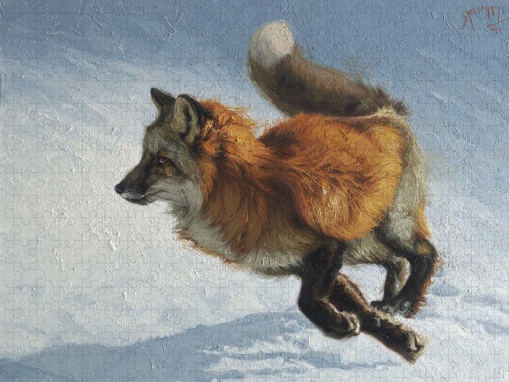 Fox Jigsaw Puzzle featuring the painting A Quick Turn Around by Greg Beecham