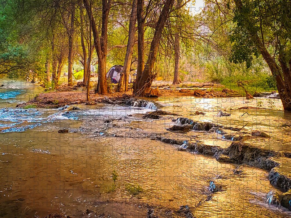 Camping Jigsaw Puzzle featuring the photograph A River Runs Through by Bonny Puckett