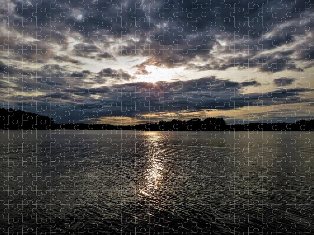 Lake Jigsaw Puzzle featuring the photograph A Squiggle Sunset by Ed Williams