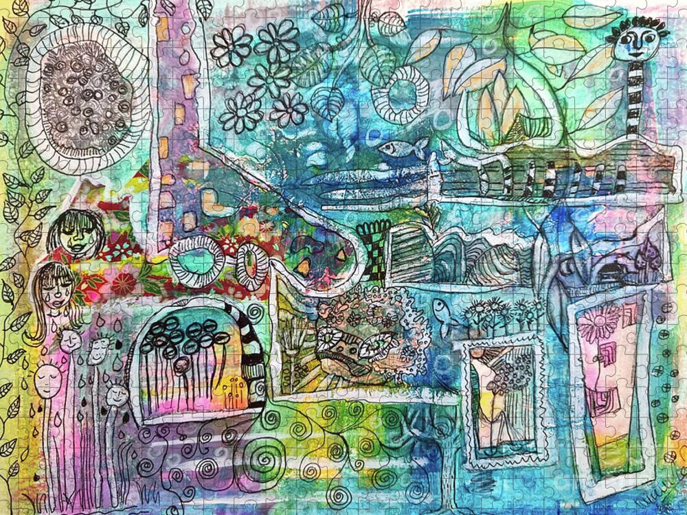 Drawing Jigsaw Puzzle featuring the mixed media A Story within a Story .. within a Story by Mimulux Patricia No