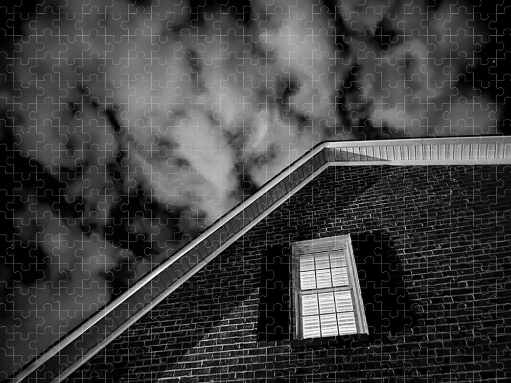 House Jigsaw Puzzle featuring the photograph A Strange Thursday Night at Home BW by Lee Darnell
