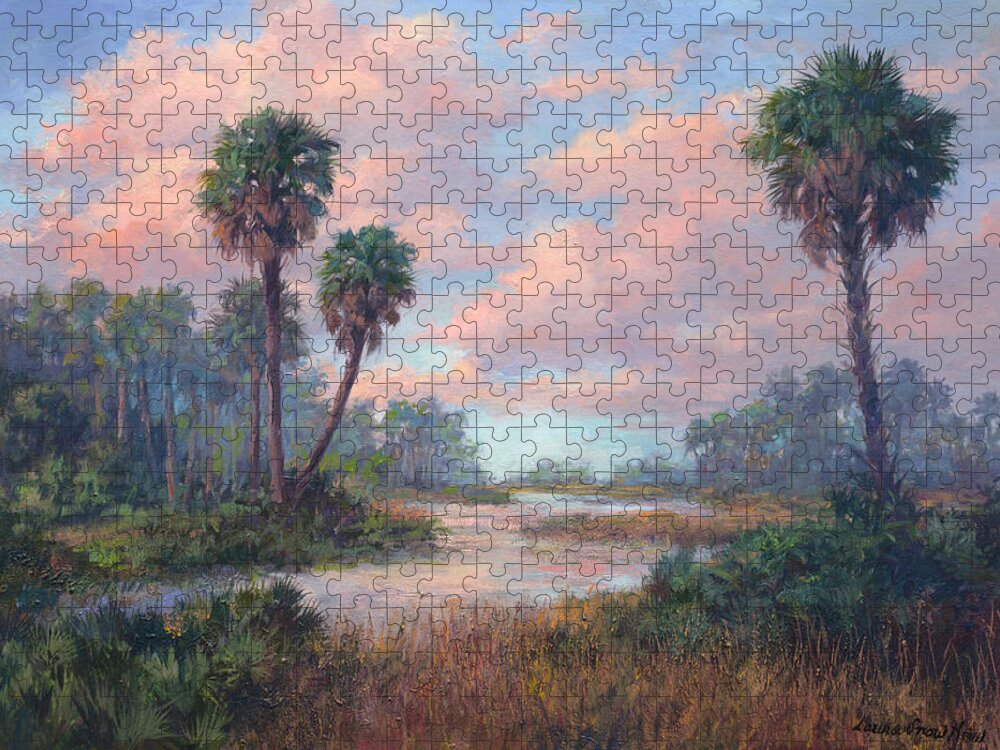 Everglades Jigsaw Puzzle featuring the painting A time Past by Laurie Snow Hein