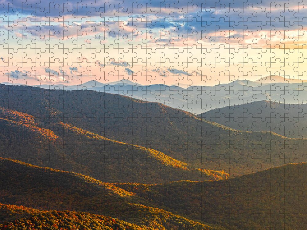 Cowee Moutain Jigsaw Puzzle featuring the photograph A Touch Of Fall At Cowee Mountain by Jordan Hill