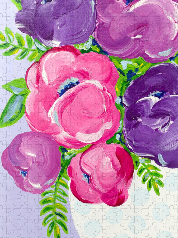 Purple Jigsaw Puzzle featuring the painting A Touch of Lavender by Beth Ann Scott