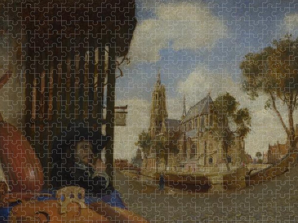  Jigsaw Puzzle featuring the painting A View of Delft by Carel Fabritius