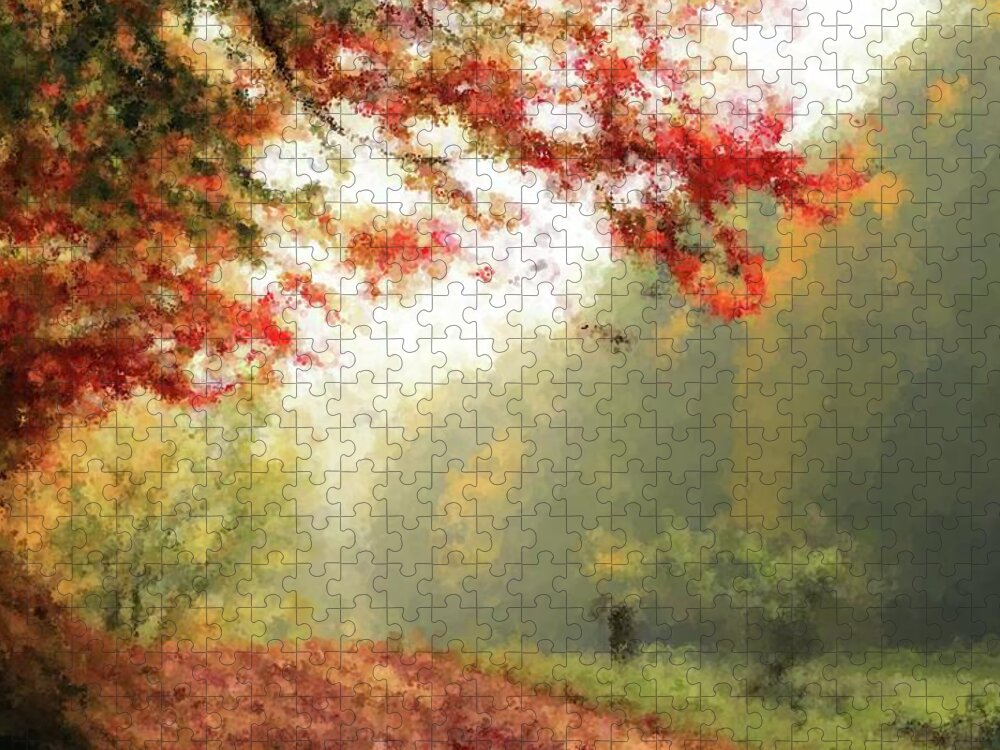 Impressionist Artworks Jigsaw Puzzle featuring the digital art A Walk In The Woods by Armin Sabanovic