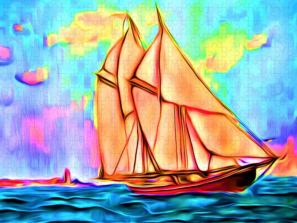 Abstract Jigsaw Puzzle featuring the digital art A Wind at My Sails - Abstract by Ronald Mills