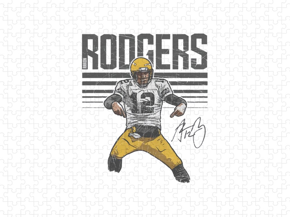 Football Jigsaw Puzzle featuring the digital art Aaron Rodgers Hyper by Kelvin Kent