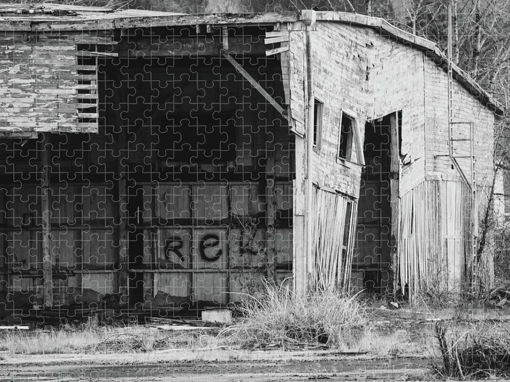 Abandoned Building Jigsaw Puzzle featuring the photograph Abandoned Building in Black and White by Catherine Avilez