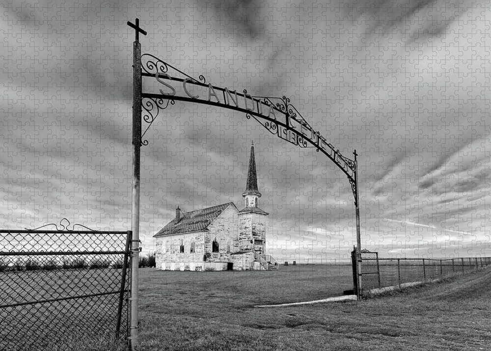 Lutheran Jigsaw Puzzle featuring the photograph Abandoned Scandia Lutheran Church in NW ND near Grenora by Peter Herman