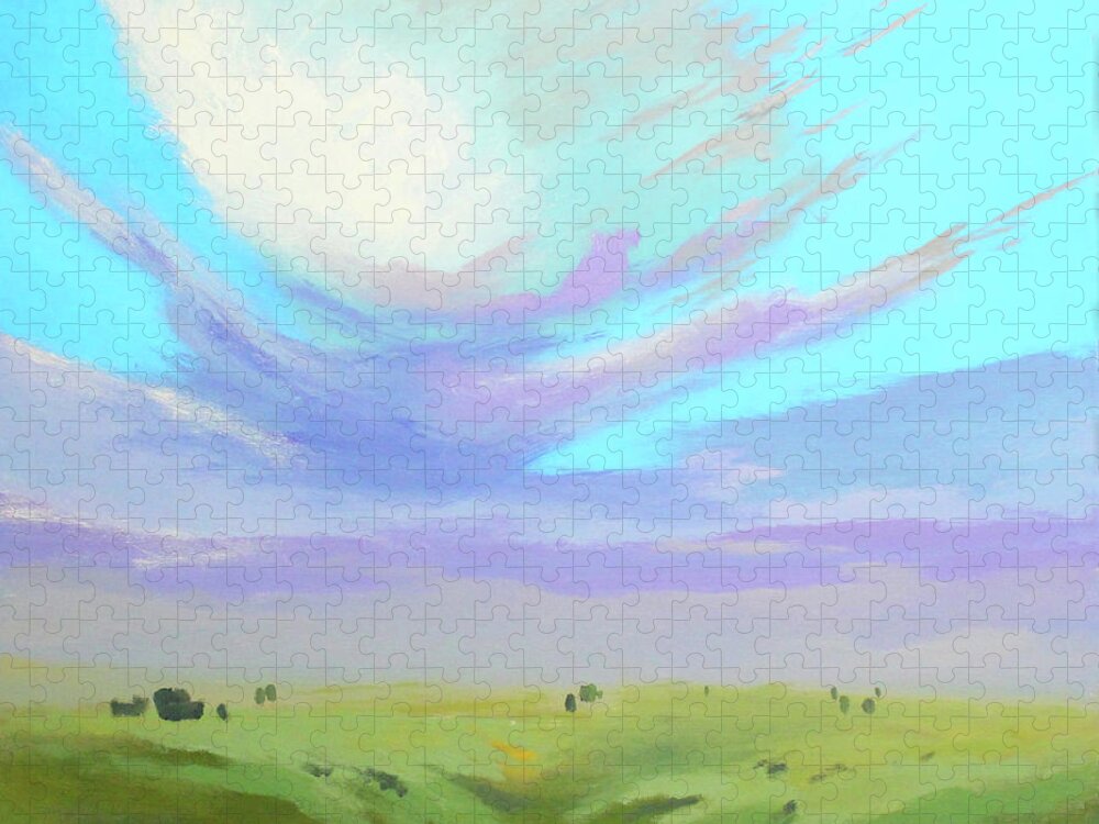 Central Plains Jigsaw Puzzle featuring the painting Above the Plains by Nancy Merkle