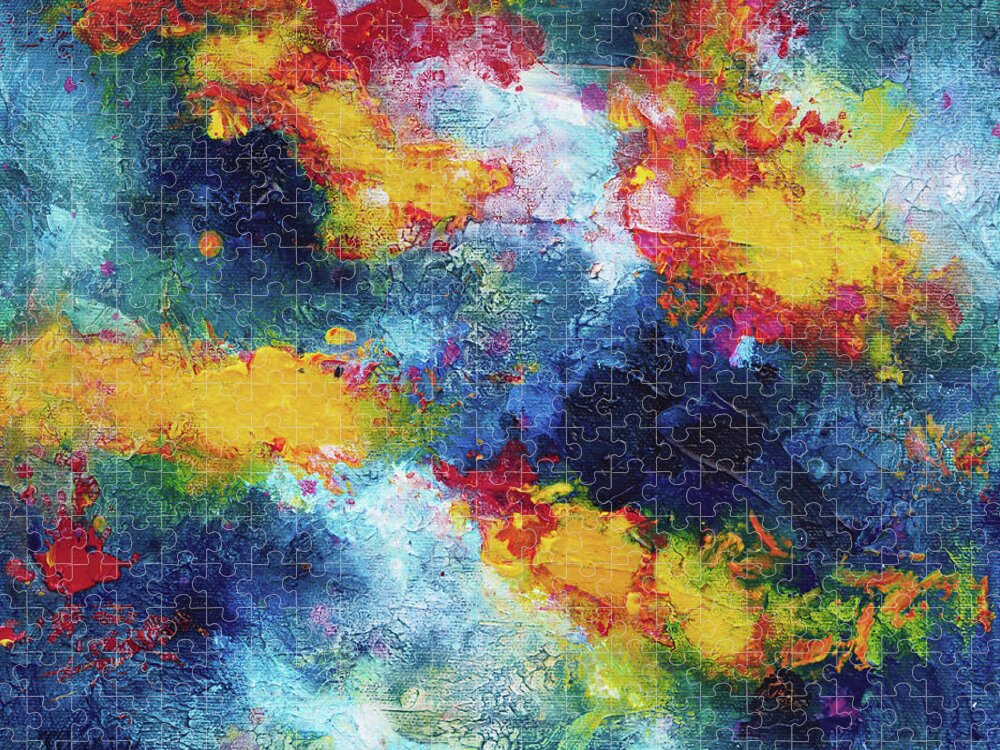 Abstract Jigsaw Puzzle featuring the painting Abstract 97 by Maria Meester