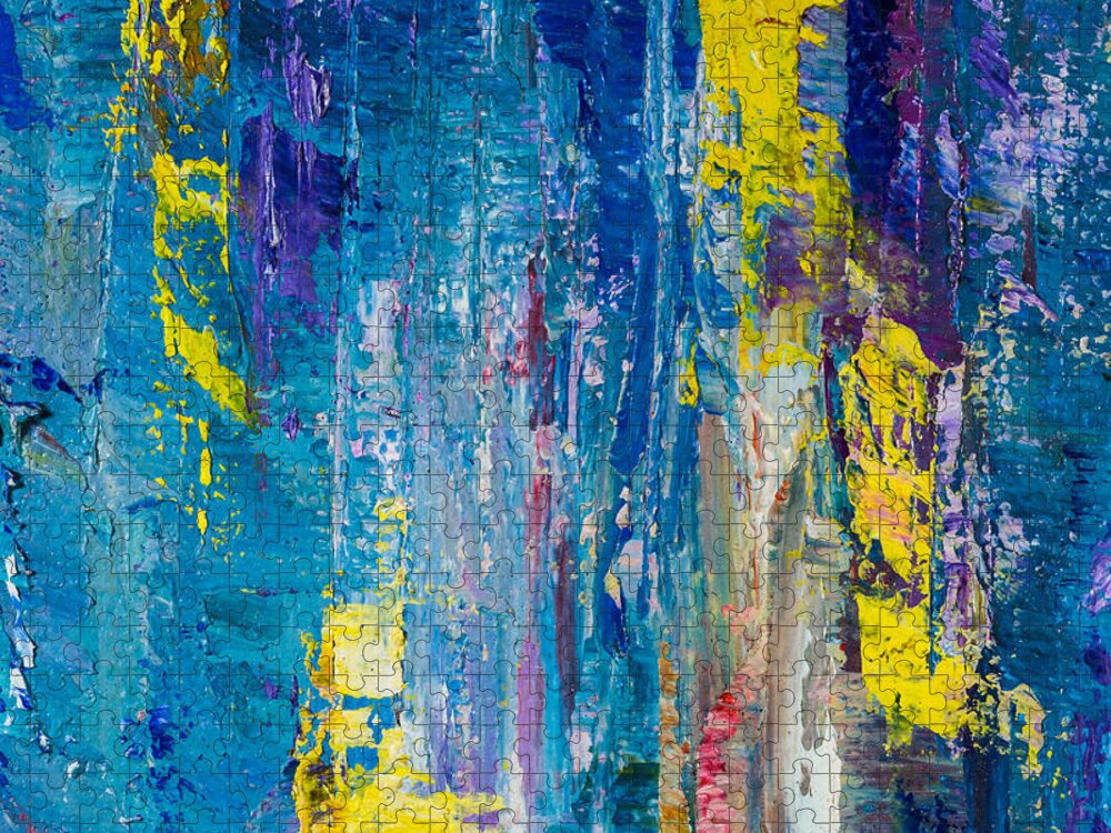 Abstract art background. Oil painting on canvas. Color texture. Hand drawn oil  painting. Fragment of artwork. Spots of paint. Brushstrokes of paint.  Modern art. Contemporary art. Colorful canvas. Jigsaw Puzzle by Julien -