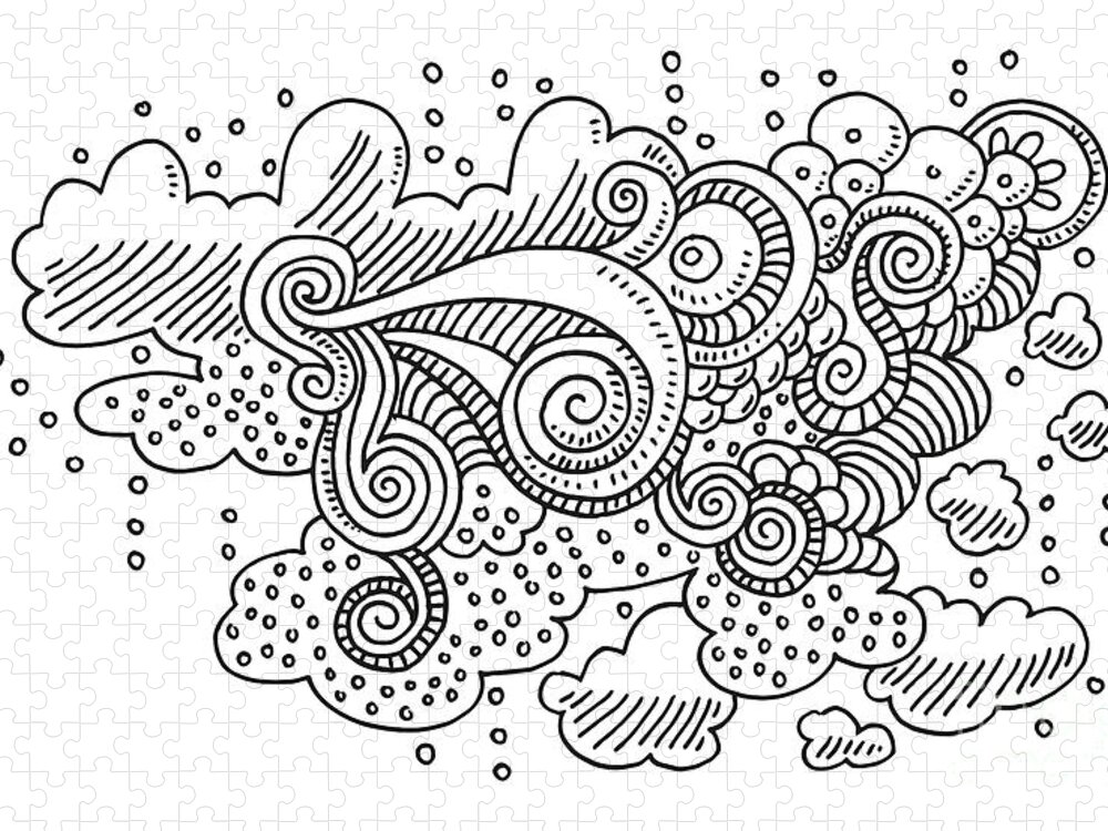 Sketch Jigsaw Puzzle featuring the drawing Abstract Doodle Organic Pattern Drawing by Frank Ramspott