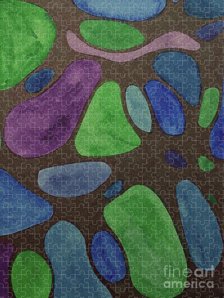 Abstract Stones Jigsaw Puzzle featuring the mixed media Abstract Stones by Lisa Neuman