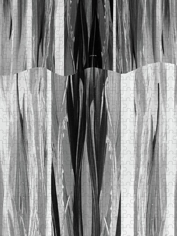 Gray Charcoal Monochrome Abstract Decorative Organic Painting For Home Interior Decor Jigsaw Puzzle featuring the painting Abstract Wave Organic Golden Ratio Flow Decorative Art In Gray VI by Irina Sztukowski