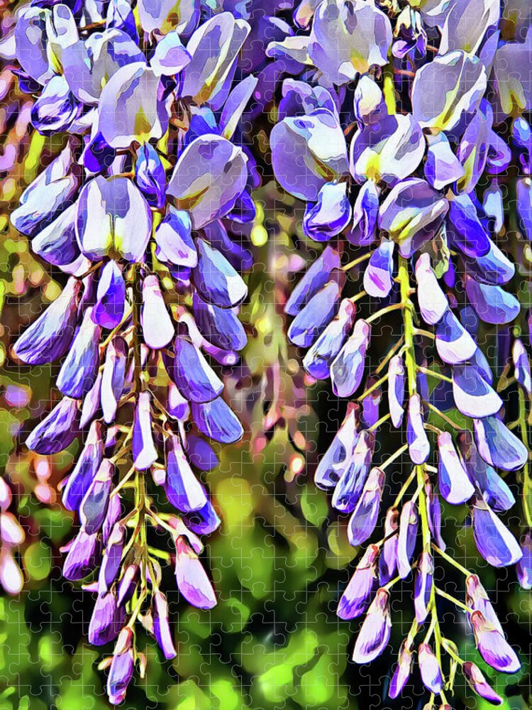 Violet Jigsaw Puzzle featuring the digital art Acacia clusters by DJ Florek