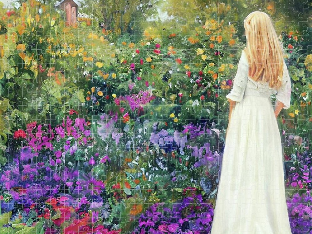 Garden Jigsaw Puzzle featuring the digital art Admiring The Garden by Ally White