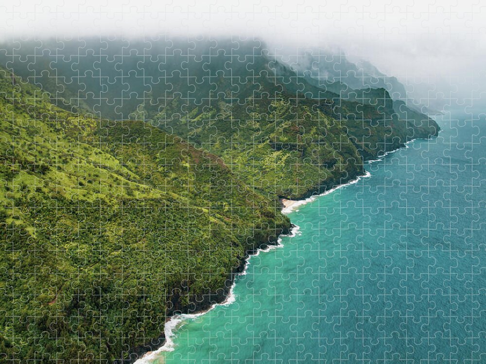 Hawaii Jigsaw Puzzle featuring the photograph Aerial View of NaPali Coastline 2 by Cindy Robinson