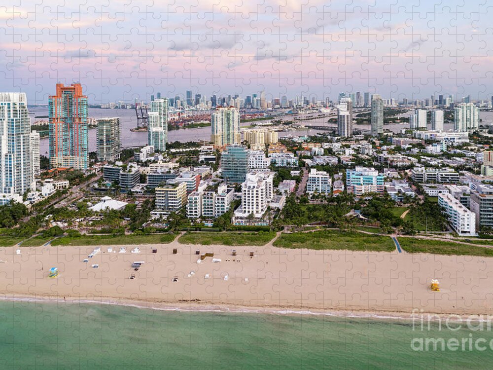 Miami Jigsaw Puzzle featuring the photograph Aerialof Miami Beach and City by Matteo Colombo
