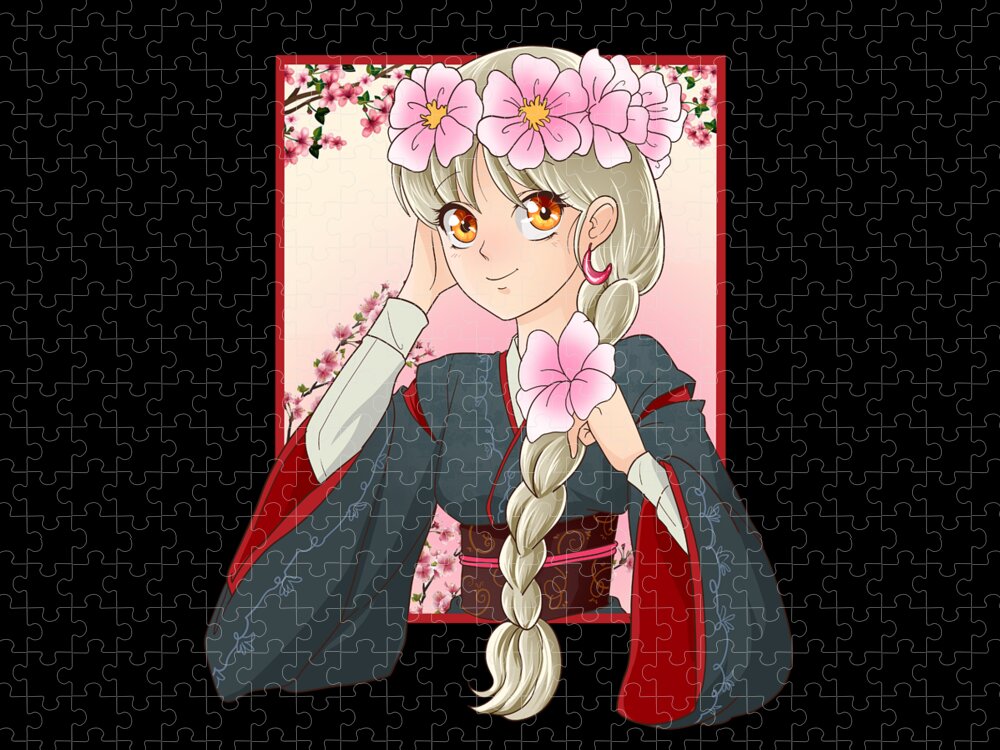 Anime Girl Digital Art Stock Illustration