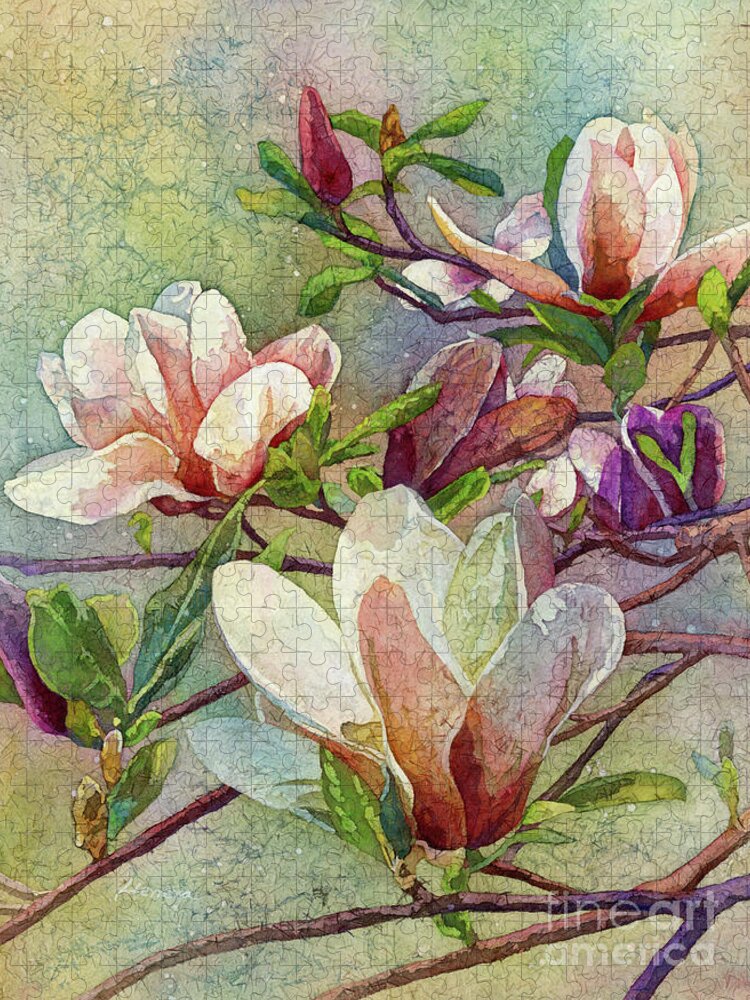 Magnolia Jigsaw Puzzle featuring the painting After a Fresh Rain by Hailey E Herrera