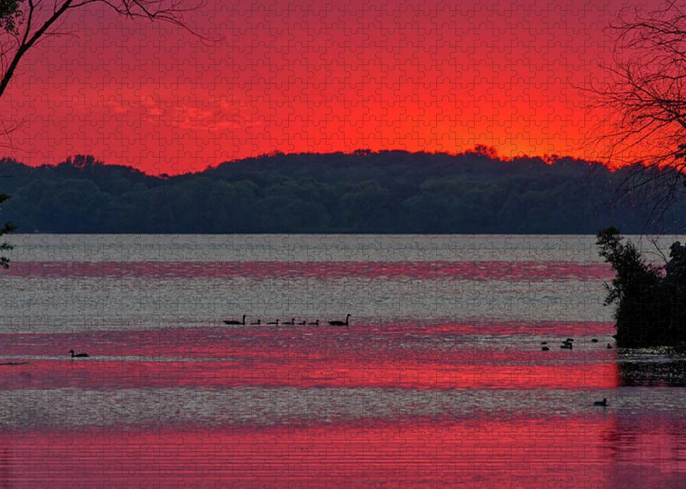 Lake Jigsaw Puzzle featuring the photograph After Sunset on Lake Waubesa at Babcock park by Peter Herman
