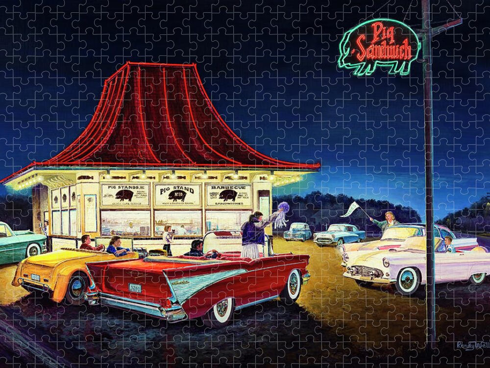 Fifties Jigsaw Puzzle featuring the painting After the Game by Randy Welborn