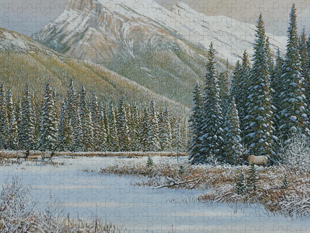 Canadian Jigsaw Puzzle featuring the painting After The Snow by Jake Vandenbrink