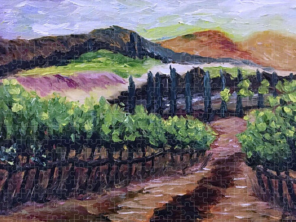 Landscape Jigsaw Puzzle featuring the painting Afternoon Vines by Roxy Rich