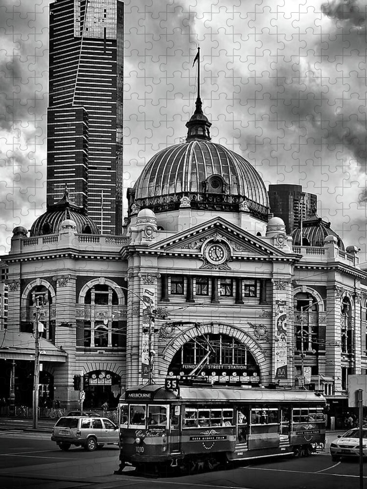 Black And White Jigsaw Puzzle featuring the photograph Ages of Melbourne by Az Jackson