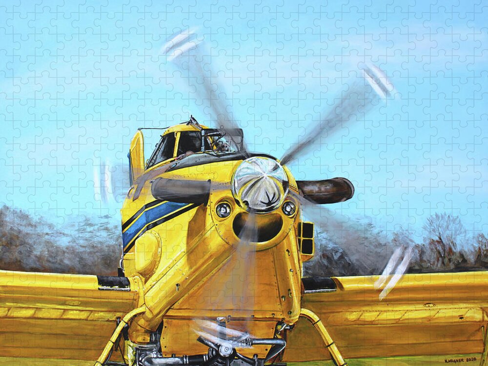 Air Tractor Jigsaw Puzzle featuring the painting Air Tractor 802 Front by Karl Wagner