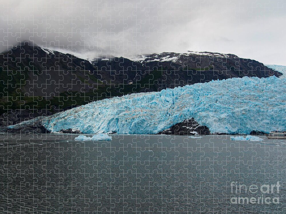 Glacier Jigsaw Puzzle featuring the photograph Alaska glacier along the Kenai Fjord by L Bosco
