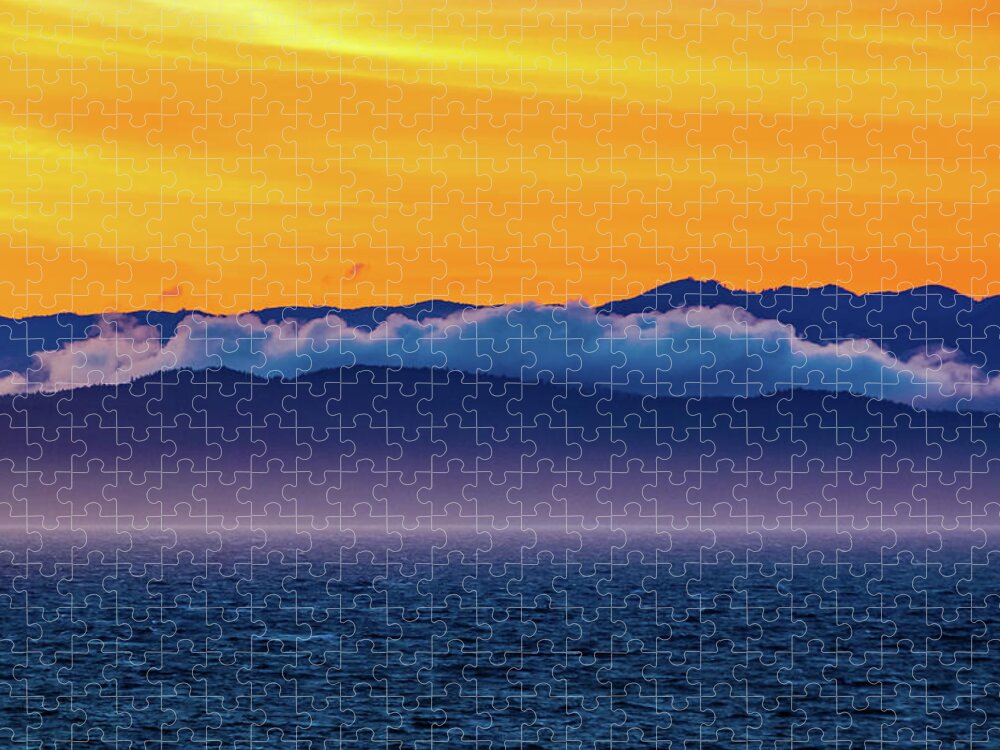 Alaska Jigsaw Puzzle featuring the digital art Alaska Inside Passage Sunset by SnapHappy Photos