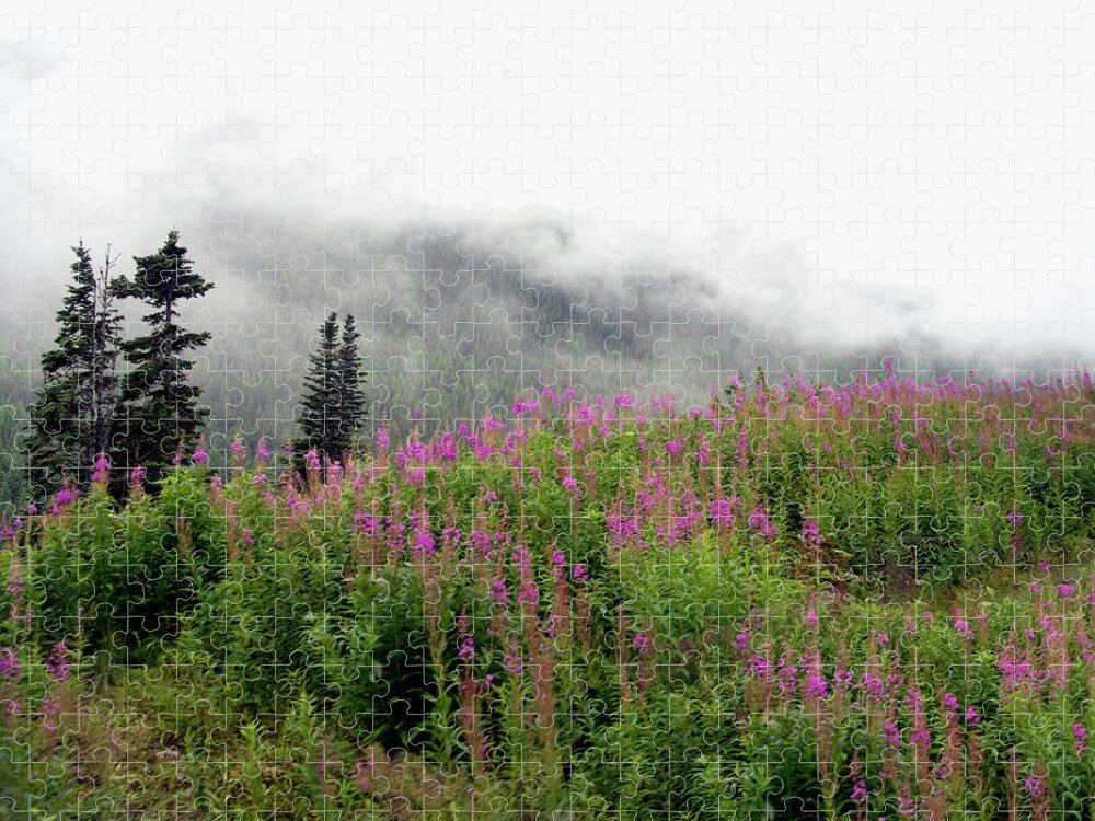 Alaska Jigsaw Puzzle featuring the photograph Alaska Mountain Wildflowers by Karen Zuk Rosenblatt