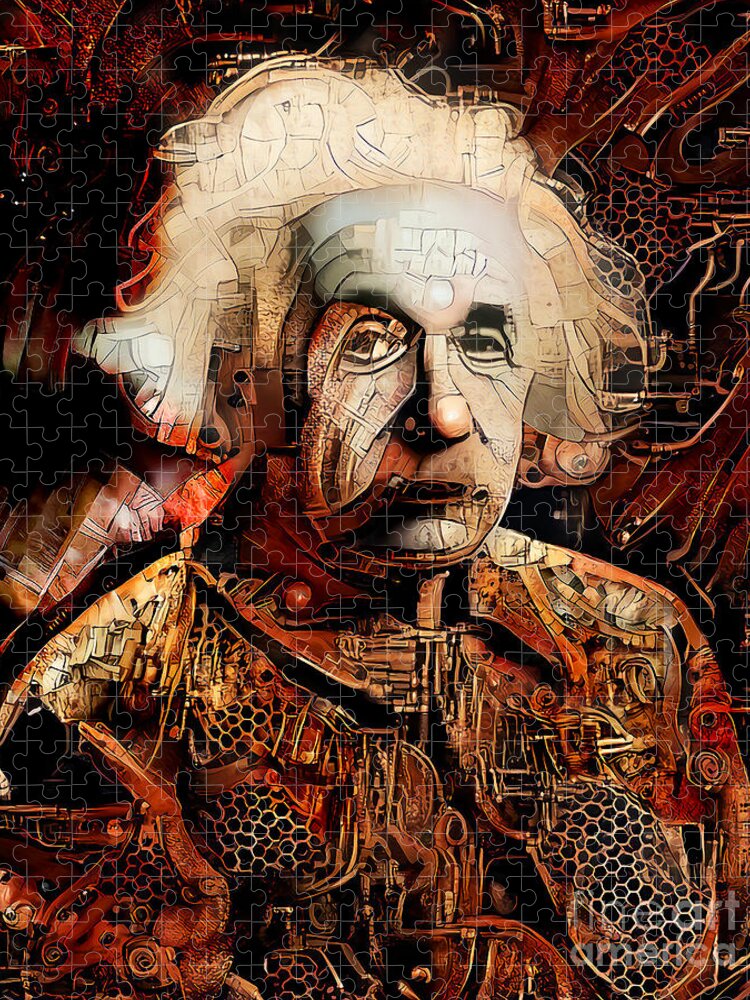 Wingsdomain Jigsaw Puzzle featuring the photograph Albert Einstein Time Machine 20210215 by Wingsdomain Art and Photography