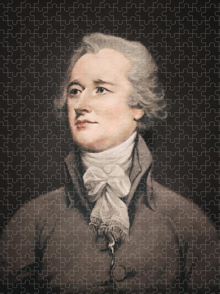 Alexander Hamilton Jigsaw Puzzle featuring the painting Alexander Hamilton Portrait - 1908 by War Is Hell Store