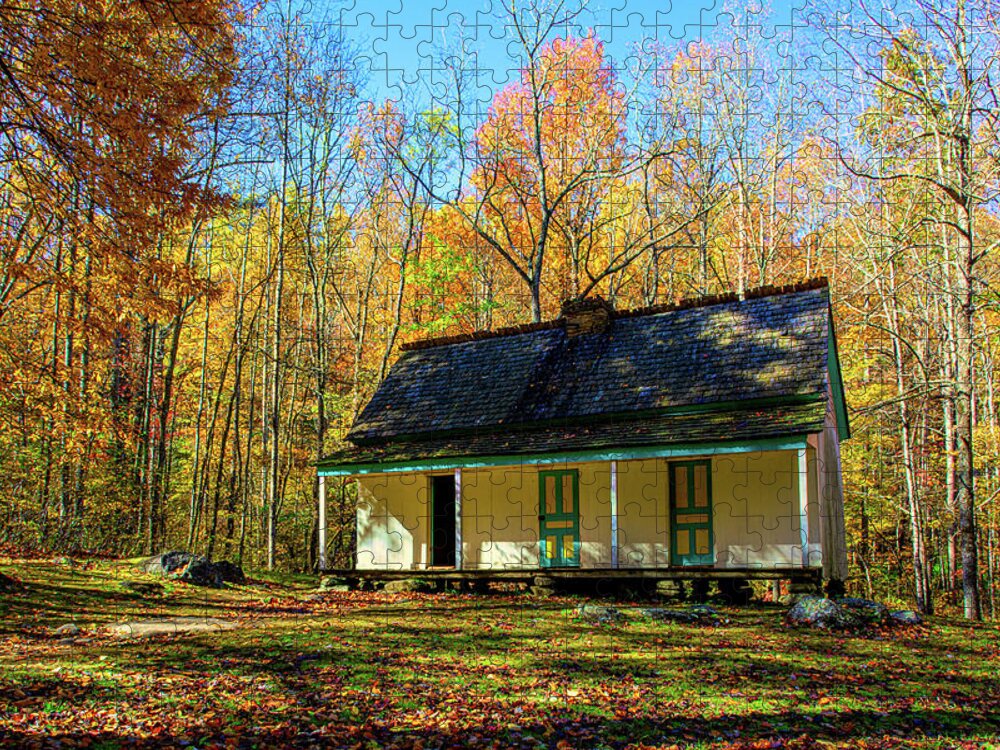  Jigsaw Puzzle featuring the photograph Alfred Reagan House Smoky Mountains by Douglas Wielfaert